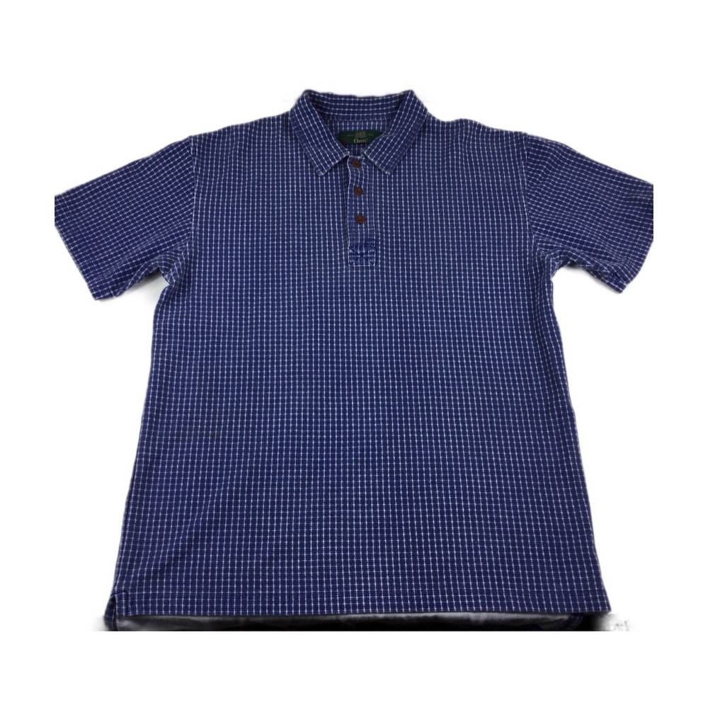 Orvis Men's Blue White Window Pane Collard Polo L